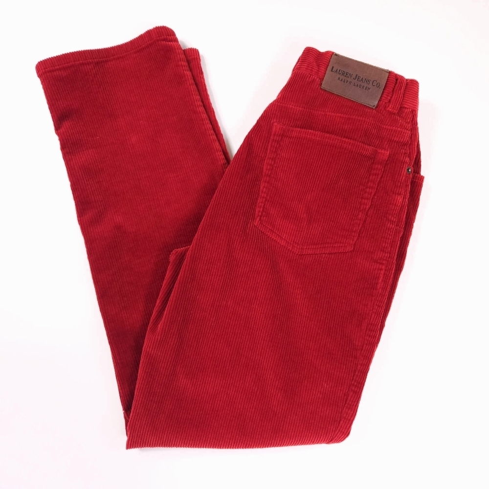 Ralph Lauren Vintage Red Cotton Corduroy Tapered Pants Women's 6